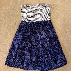 Purple/white strapless Roxy dress